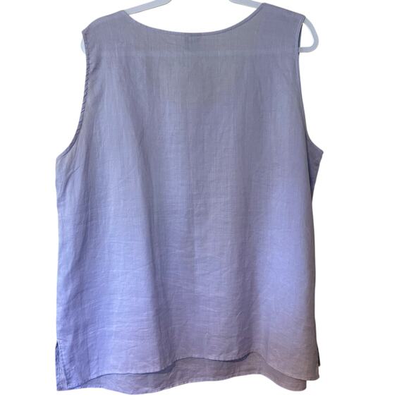 100% Linen Top Lavender Sleeveless Boho Lagenlook Cottage Core Fashion Plus 18W - Picture 6 of 9